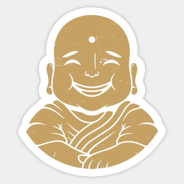 Happy Buddha Vintage Art Sticker by Alundrart